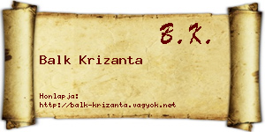 Balk Krizanta névjegykártya
